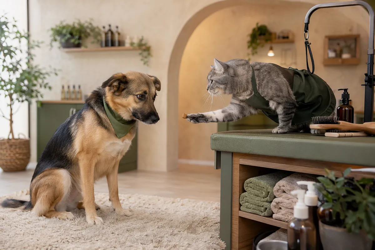 Если собака боится котов: как проходит спокойный визит