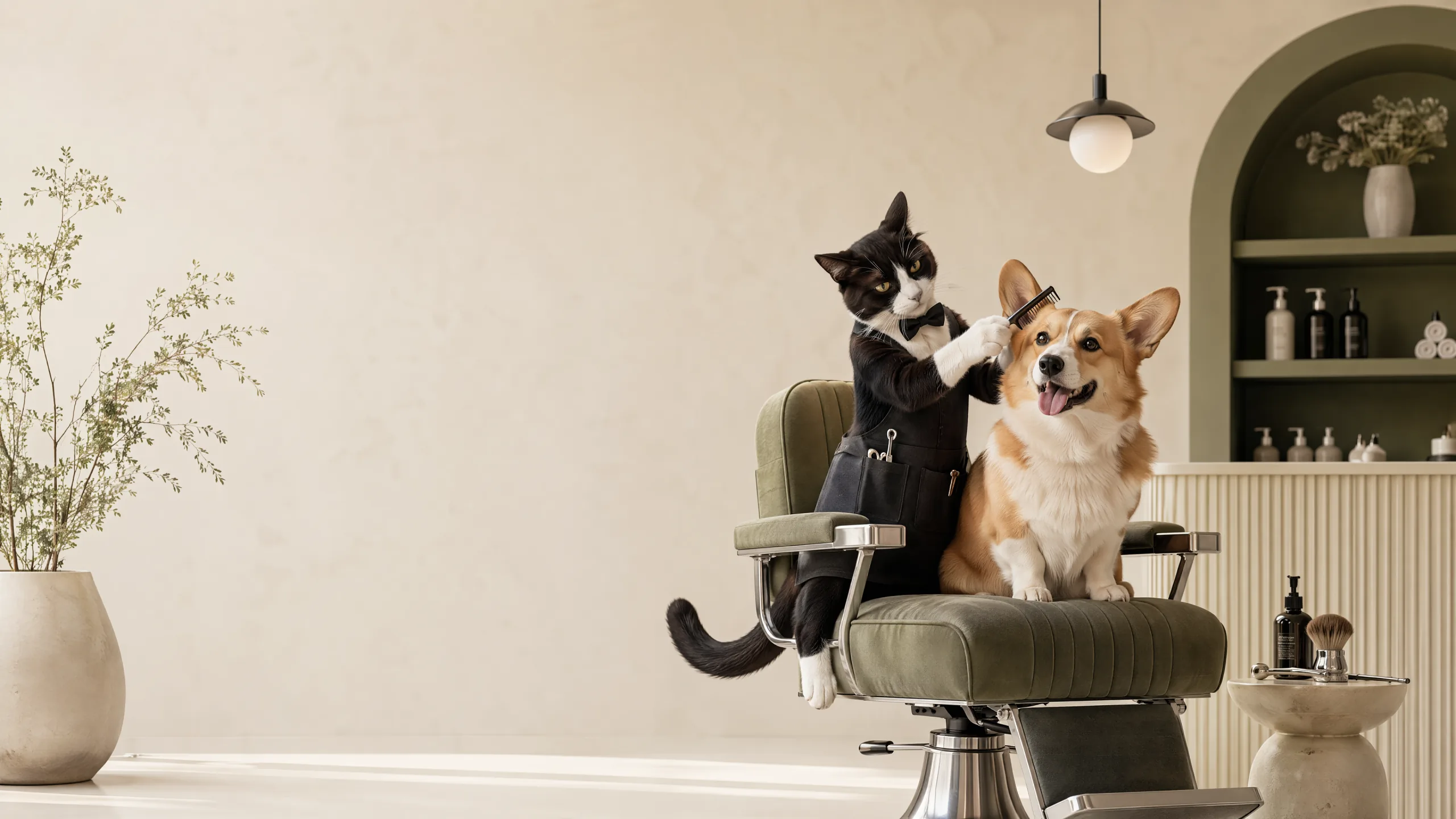 Котик-барбер приводит корги в идеальную форму